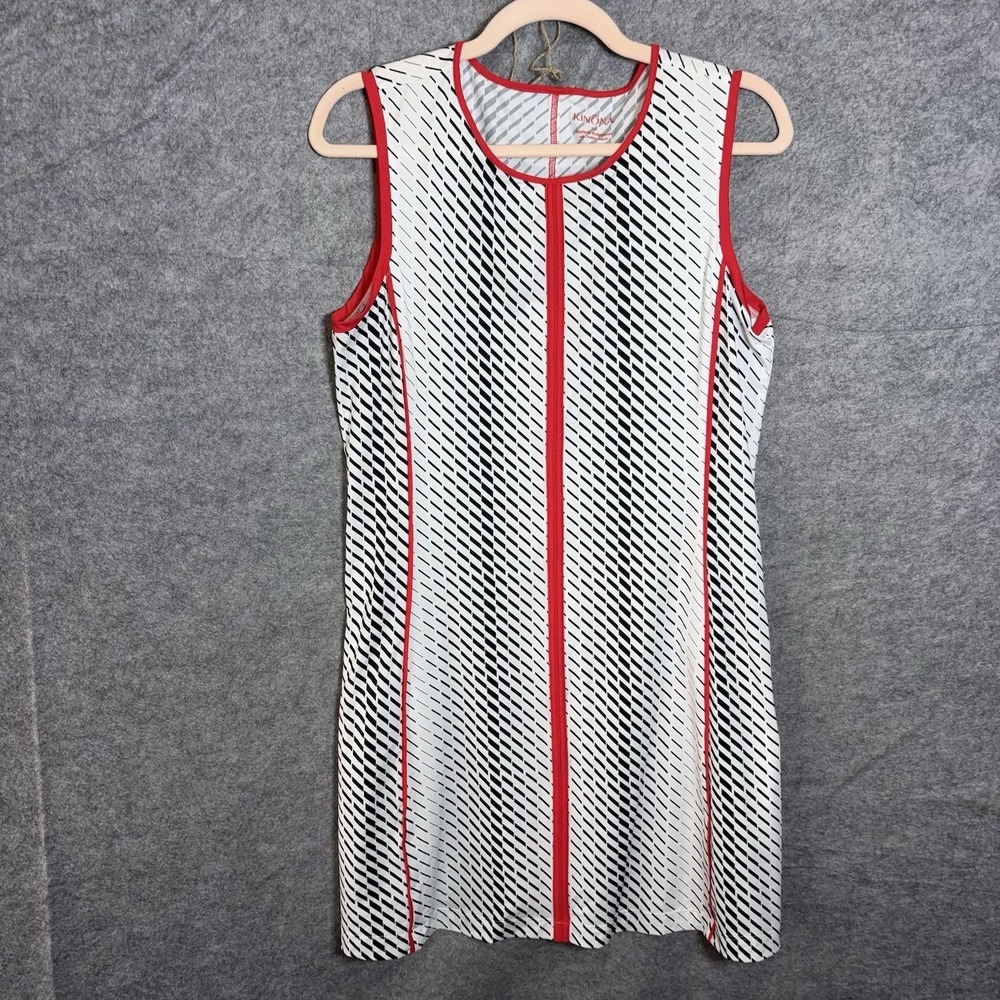 Kinona Dress Women Sz M White Black Geometric Zip Pockets Golf Tennis Pickleball